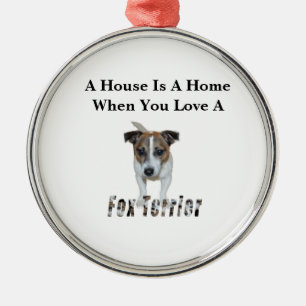 Fox Terrier And Fox Terrier Love Logo, Metal Ornament