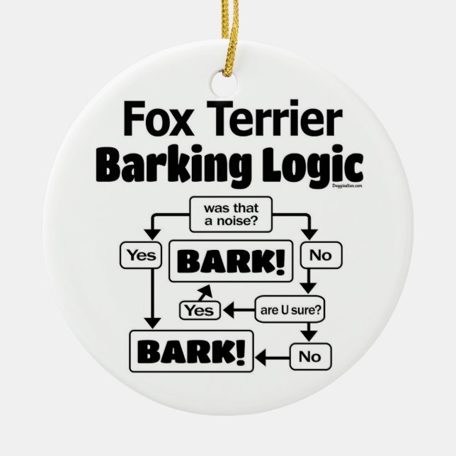 Fox Terrier Barking Logic Ceramic Ornament (Front)
