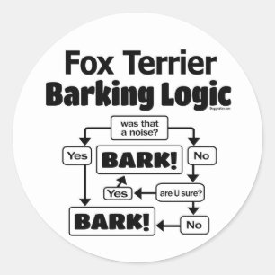 Fox Terrier Barking Logic Classic Round Sticker