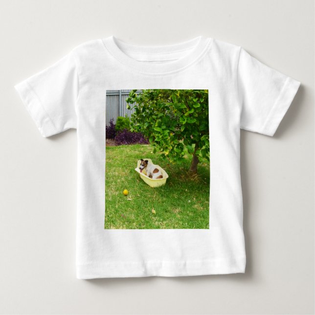 Fox Terrier Bathtime, Baby Tshirt (Front)