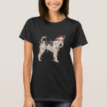 Fox Terrier Christmas Santa Hat Lights Funny Pet D T-Shirt<br><div class="desc">Fox Terrier Christmas Santa Hat Lights Funny Pet Dog Xmas</div>