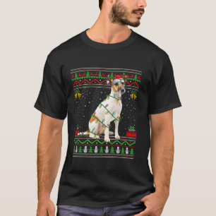 Fox Terrier Dog Christmas Lights Santa Ugly Sweate T-Shirt