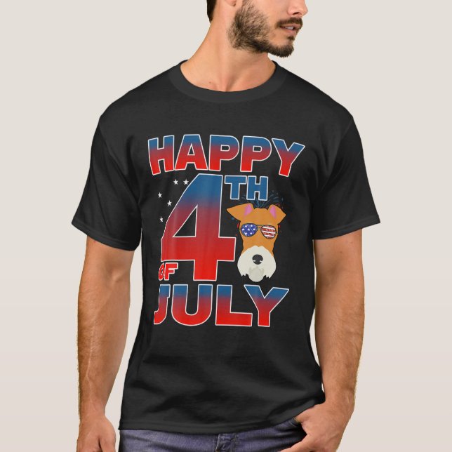Fox Terrier Dog Patriotic Happy 4Th Of July 2021 T-Shirt (Front)