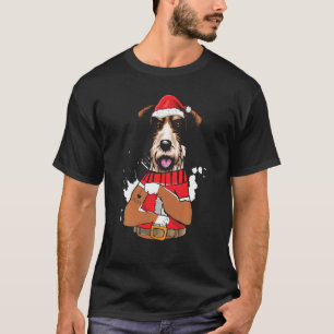 Fox Terrier Dog Santa I Love Mom Tattoo Ugly Chris T-Shirt
