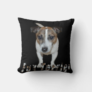 Fox Terrier Et Logo, Coussin À Thon Noir