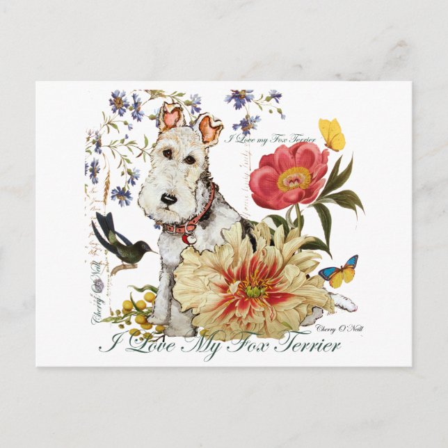 Fox Terrier Garden Postcard (Front)