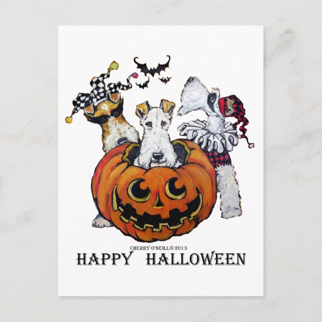 Fox Terrier Halloween Postcard (Front)