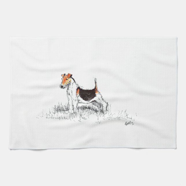 Fox Terrier Kitchen Towel (Horizontal)