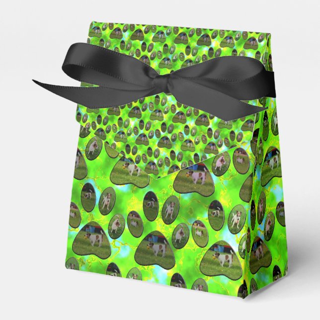 Fox Terrier Paw Prints, Favor Box (Front Side)