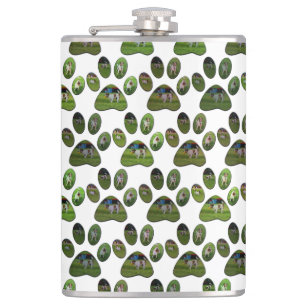 Fox Terrier Paw Prints, Hip Flask