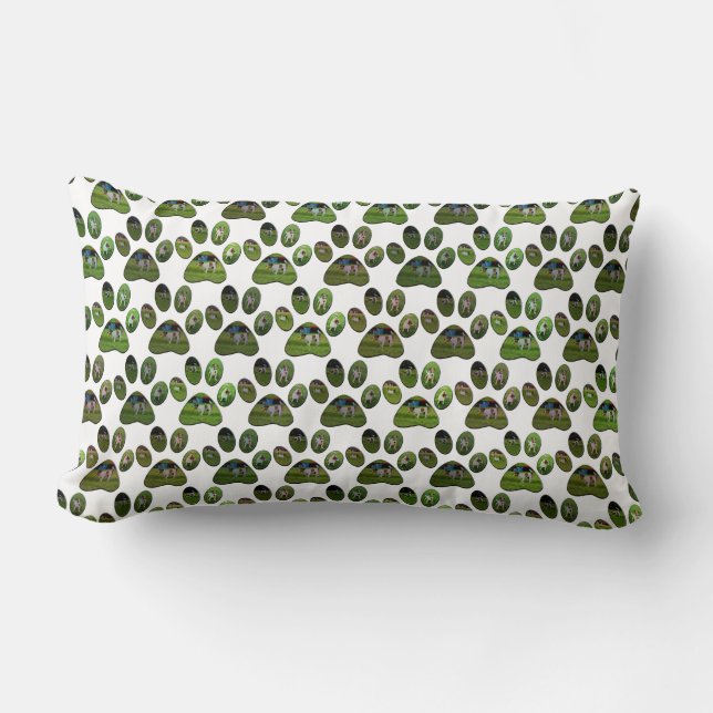 Fox Terrier Paw Prints, Lumbar Cushion (Front)