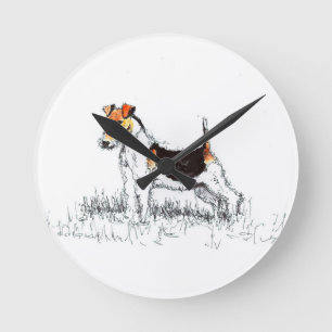 Fox Terrier Round Clock