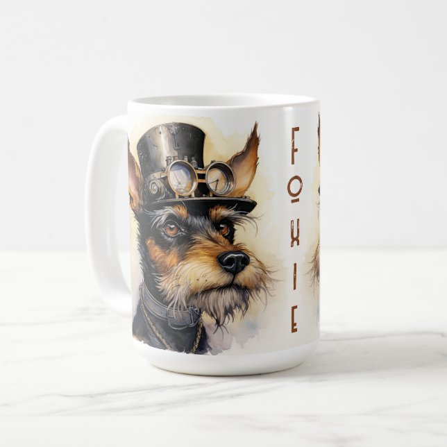 Fox Terrier Steampunk Dog Coffee Mug (Front Left)