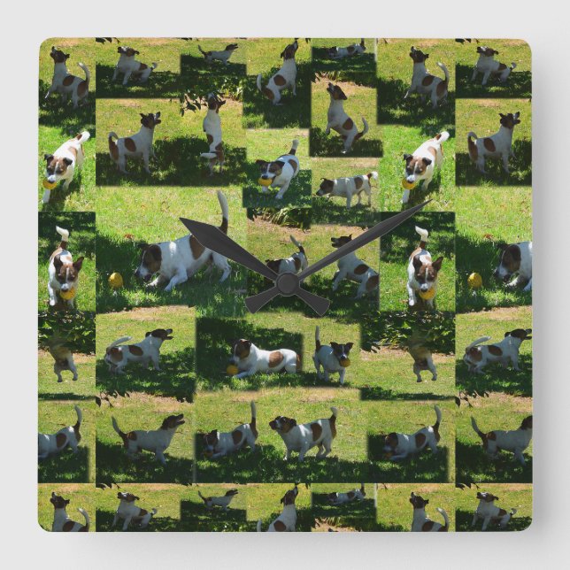 Fox Terrier, The Hard Day, Square Wall Clock (Front)