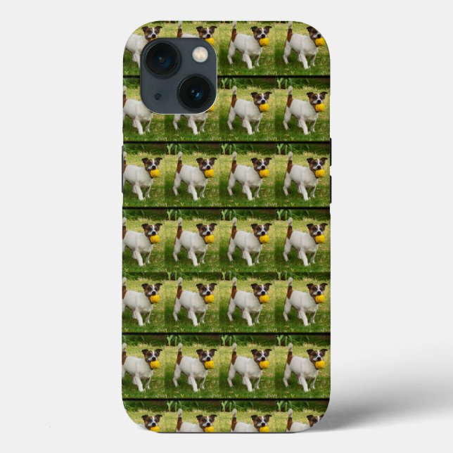 Fox Terrier Wanna Play Ball, iPhone 13 Coque (Verso)