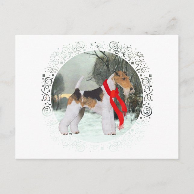 Fox Terrier Winter Postcard (Front)
