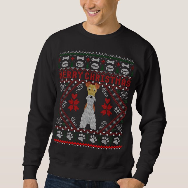 Fox Terrier Wire Dog Merry Christmas Ugly Sweater  (Front)