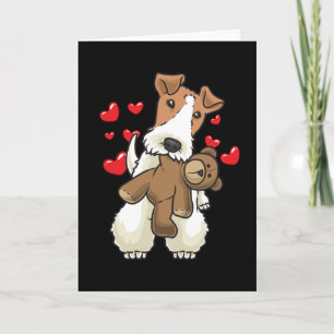 Fox Terrier Wirehaired Dog with Stuffed Animal Card