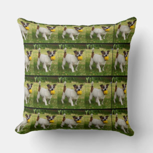 Fox Terrier With His Ball  Big Throw Cushion. Throw Pillow