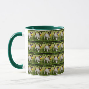 Fox Terrier With His Ball, Green, Coffee Mug. Mug