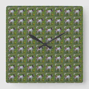 Fox Terrier With His Yellow Ball, Square Wallclock