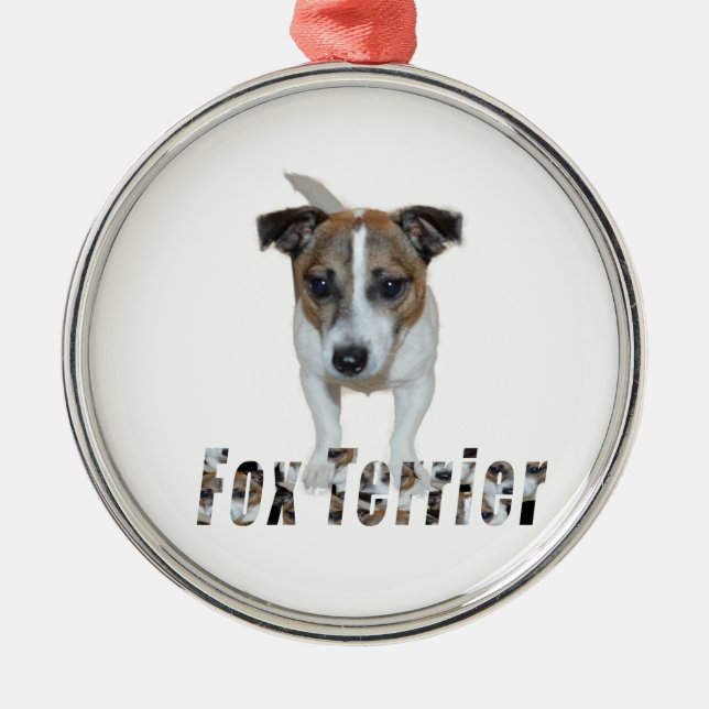 Fox Terrier With Logo, Metal Ornament. Ornament (Front)