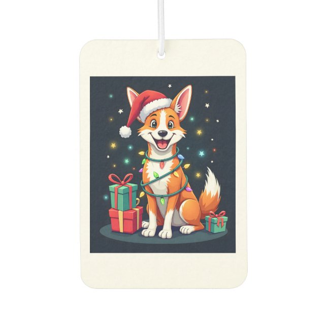 Fox Terrier Xmas Lighting Santa Fox Terrier Dog Ch Air Freshener (Front)