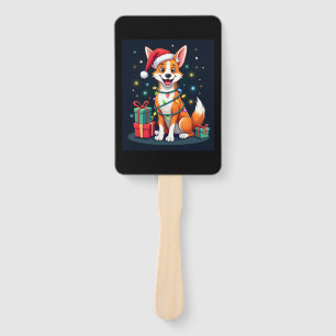 Fox Terrier Xmas Lighting Santa Fox Terrier Dog Ch Hand Fan