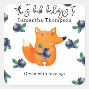 Fox - this book belongs to square sticker