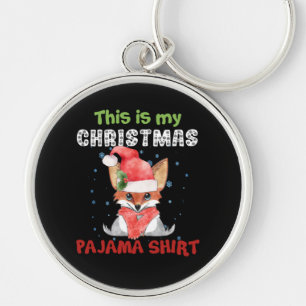 Fox This Is My Christmas Pajama Shirt T-Shirt Fox Keychain
