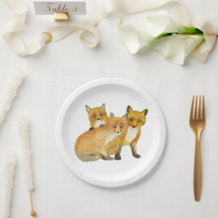 Fox Triplets Paper Plate