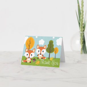 FOX TWIN DANS DIAPERS BABY SHOWER MERCI