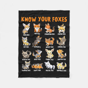 Fox Types Kawaii Foxes Funny Educational Animal Fo Fleece Blanket