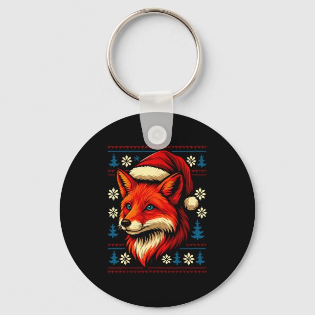 Fox Ugly Christmas Sweater  Keychain (Front)