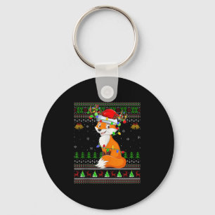 Fox Ugly Christmas Sweaters Holiday Santa Cute Xma Keychain