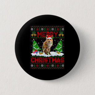 Fox Ugly Xmas Sweater Funny Fox Animal Merry Chris 2 Inch Round Button