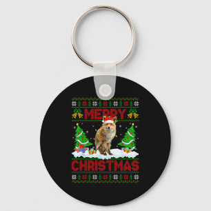 Fox Ugly Xmas Sweater Funny Fox Animal Merry Chris Keychain