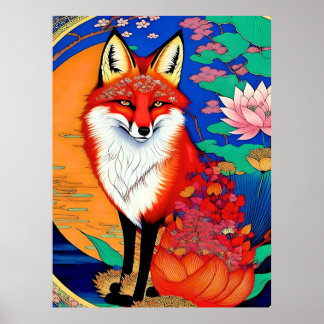 Fox ukiyo-e  poster