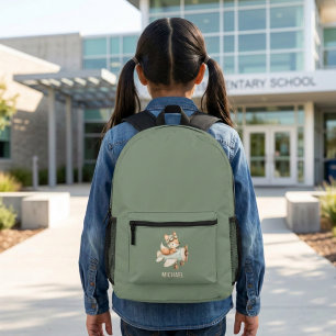 Fox Vintage Airplane School Aviation Boy Custom Printed Backpack