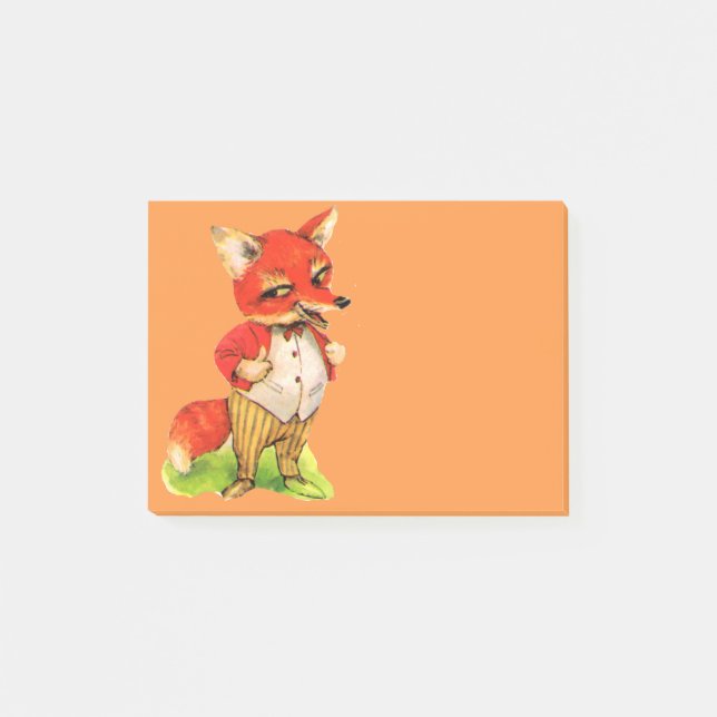 Fox Vintage art post-it note gift (Front)