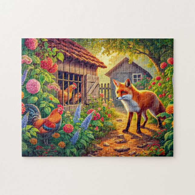 Fox Visiting the Chicken Coop Jigsaw Puzzle (Horizontal)