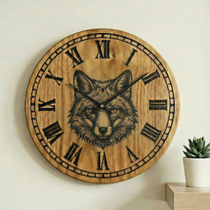 Fox Wall Clock - Wildlife Wooden Style 