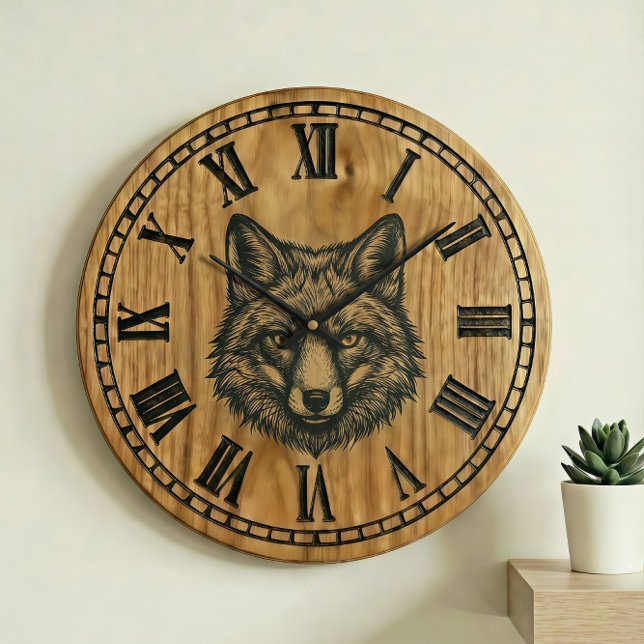 Fox Wall Clock - Wildlife Wooden Style  (Creator Uploaded)