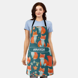 Fox Watercolor Colourful Personalized Pattern Apron