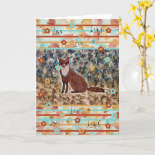 Fox WatercolorArt with Love, Live, Laugh 5x7  Card