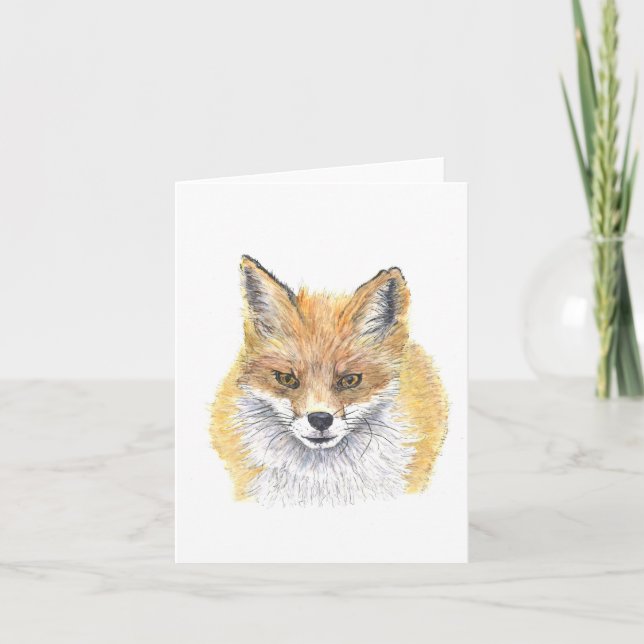 Fox Watercolour card - From handpainted original  (Front)