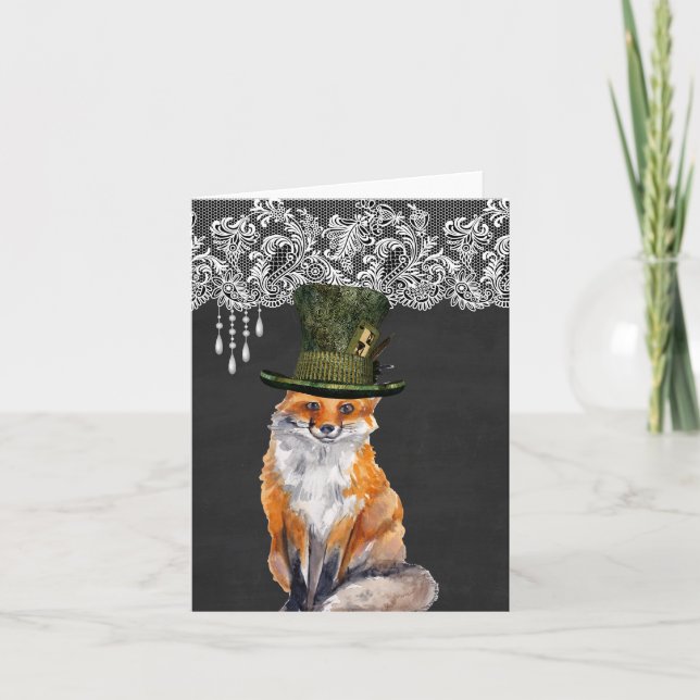 Fox Wearing Hats Greeting Cards (Front)