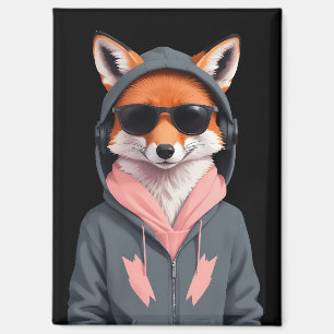 Fox Wearing Hoodie Funny Cool Animal Character Art Magnet