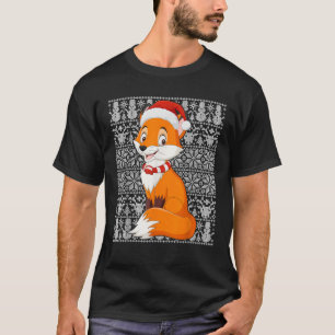 Fox Wearing Santa Hat Men Women Kids Ugly Christma T-Shirt