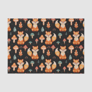 Fox, Wild Forest Mushrooms, Autumn Leaves  Tissue Paper